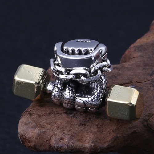 Men's Sterling Silver Dumbbell Hand Necklace