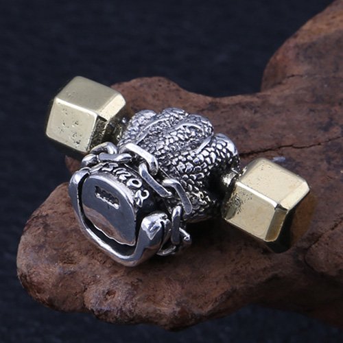 Men's Sterling Silver Dumbbell Hand Necklace