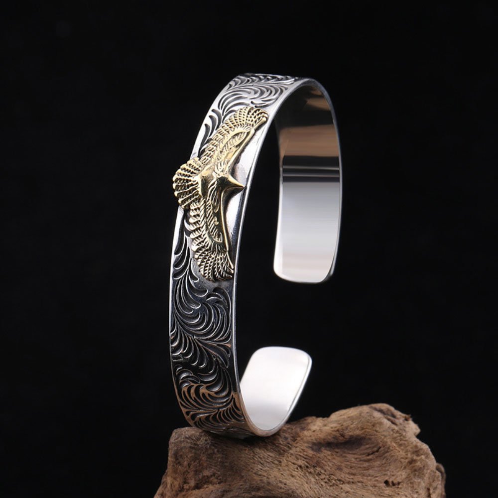 Men's Sterling Silver Eagle Cuff Bracelet