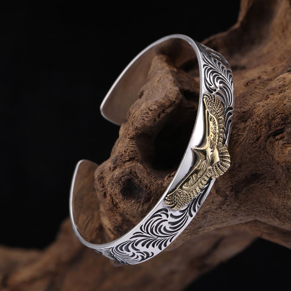 Men's Sterling Silver Eagle Cuff Bracelet