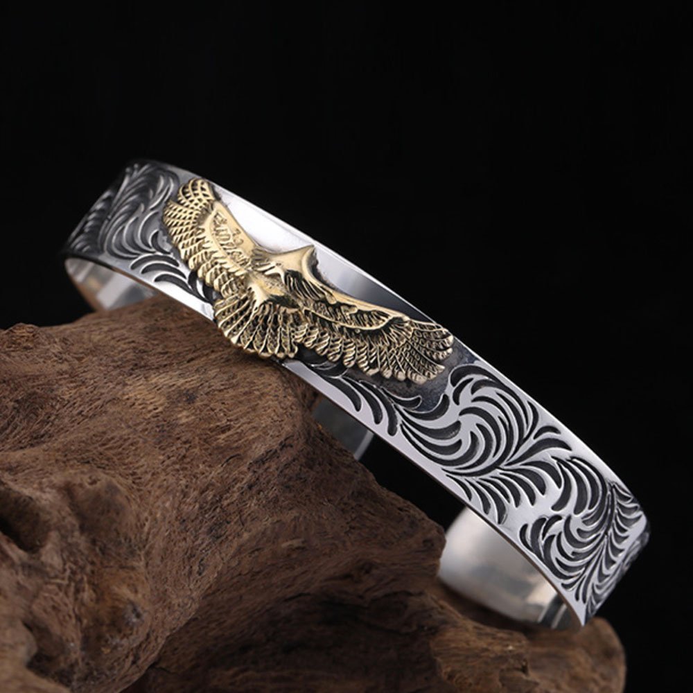 Men's Sterling Silver Eagle Cuff Bracelet