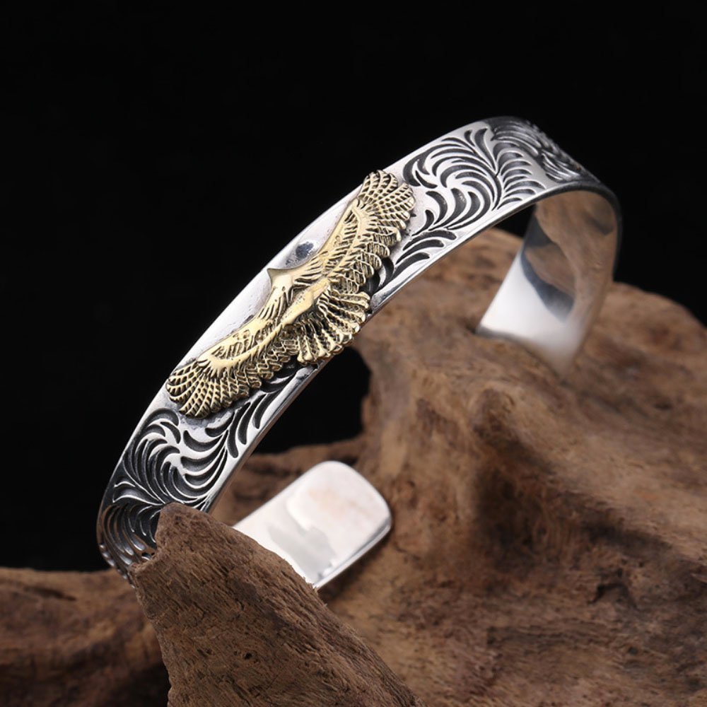 Men's Sterling Silver Eagle Cuff Bracelet