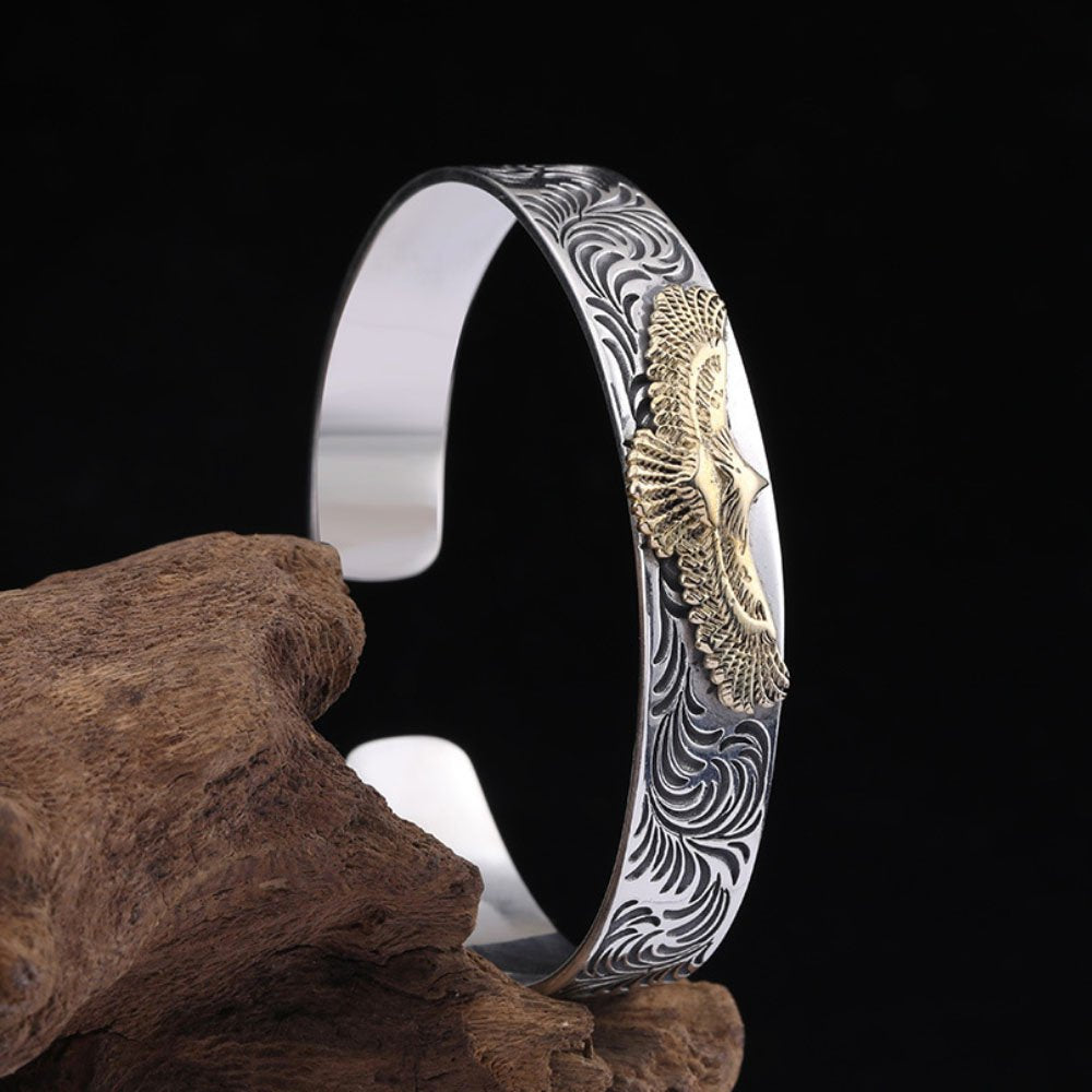 Men's Sterling Silver Eagle Cuff Bracelet