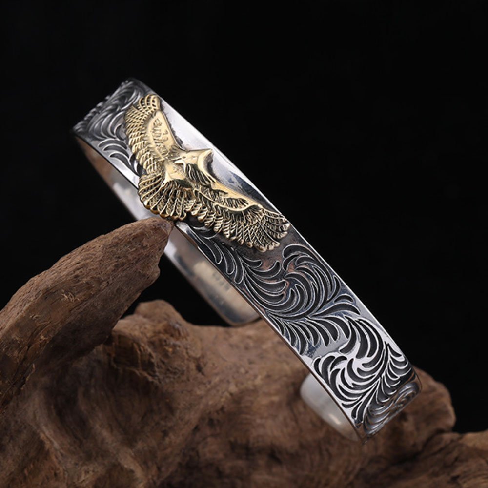 Men's Sterling Silver Eagle Cuff Bracelet