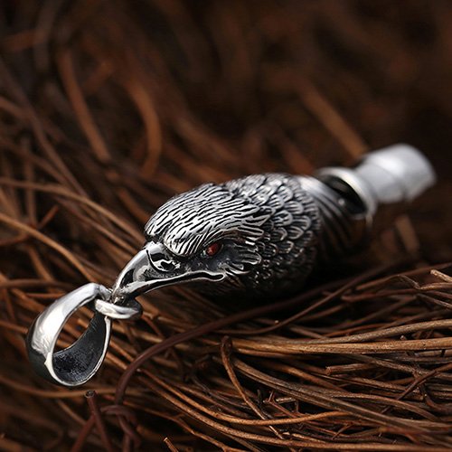 Men's Sterling Silver Eagle Whistle Pendant Necklace