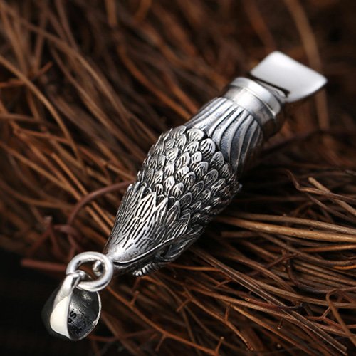 Men's Sterling Silver Eagle Whistle Pendant Necklace