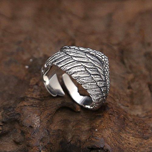 Men's Sterling Silver Eagle Wing Wrap Ring