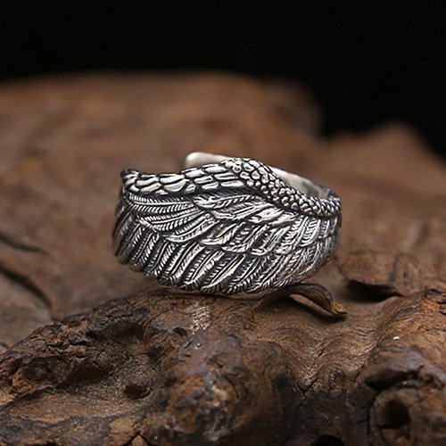 Men's Sterling Silver Eagle Wing Wrap Ring