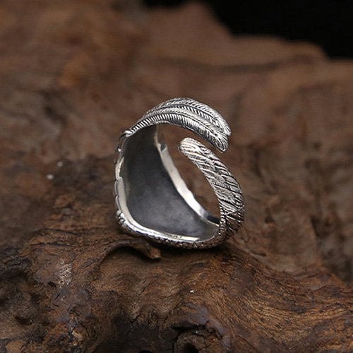 Men's Sterling Silver Eagle Wing Wrap Ring