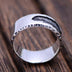 Men's Sterling Silver Engraved Feather Band Ring