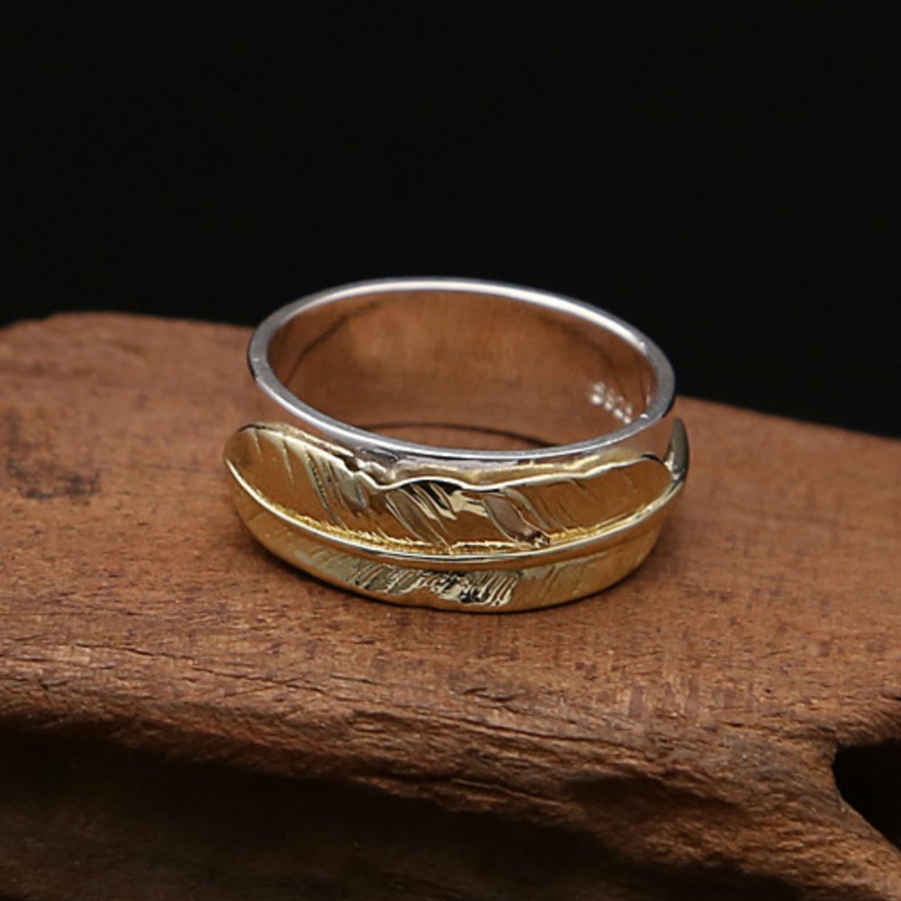 Men's Sterling Silver Feather Band Ring