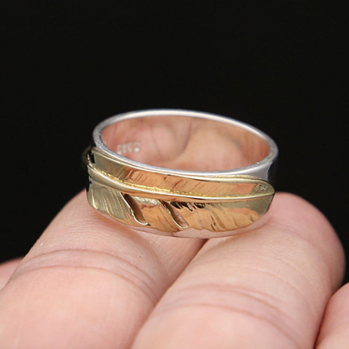 Men's Sterling Silver Feather Band Ring