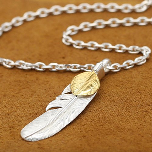 Men's Sterling Silver Feather Pendant Necklace