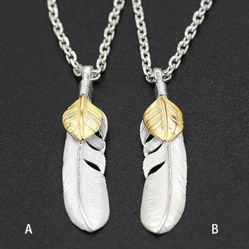 Men's Sterling Silver Feather Pendant Necklace