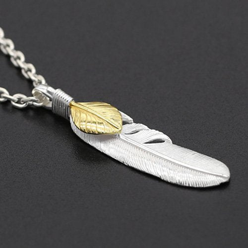 Men's Sterling Silver Feather Pendant Necklace