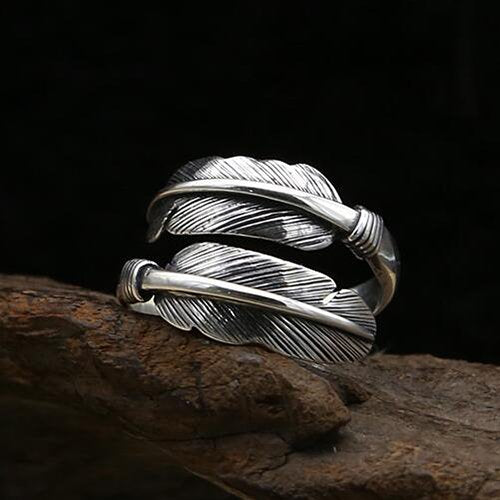 Men's Sterling Silver Feather Wrap Ring