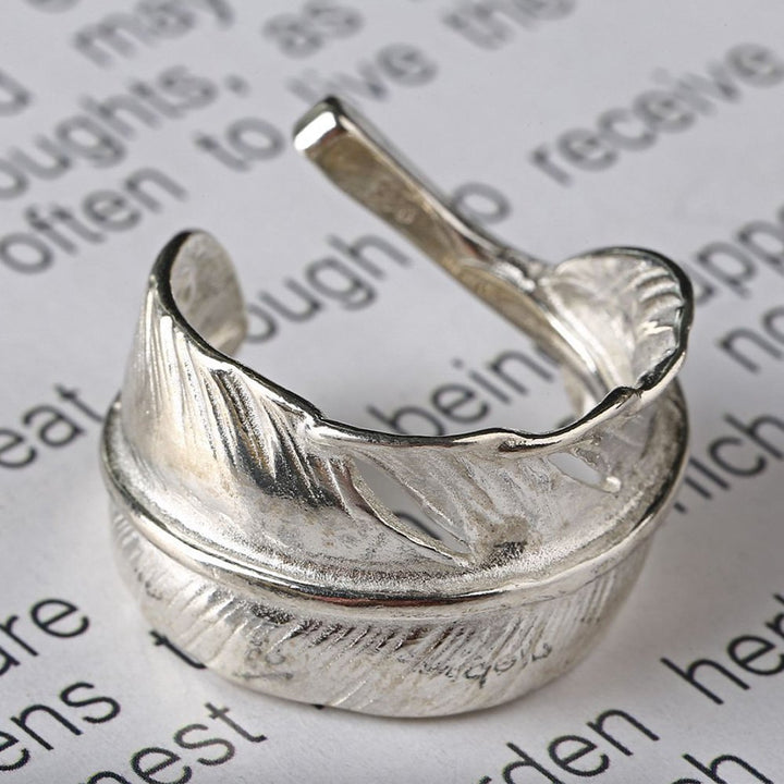 Men's Sterling Silver Feather Wrap Ring