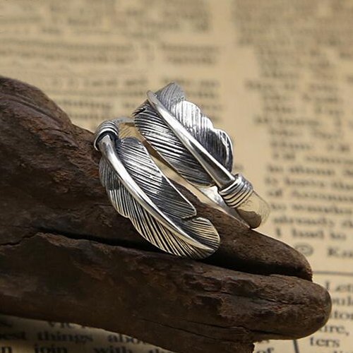 Men's Sterling Silver Feather Wrap Ring