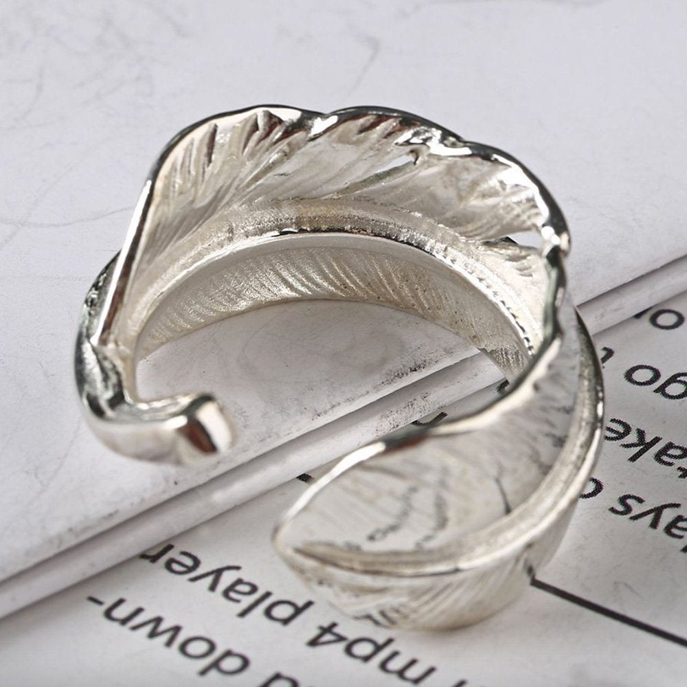 Men's Sterling Silver Feather Wrap Ring