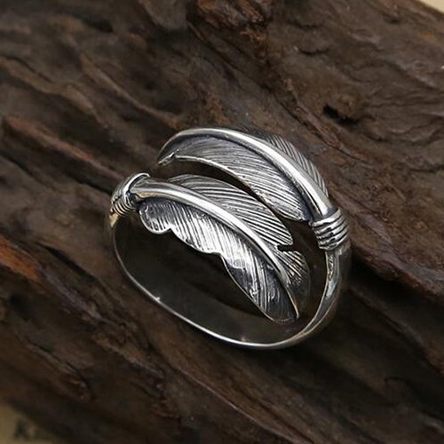 Men's Sterling Silver Feather Wrap Ring