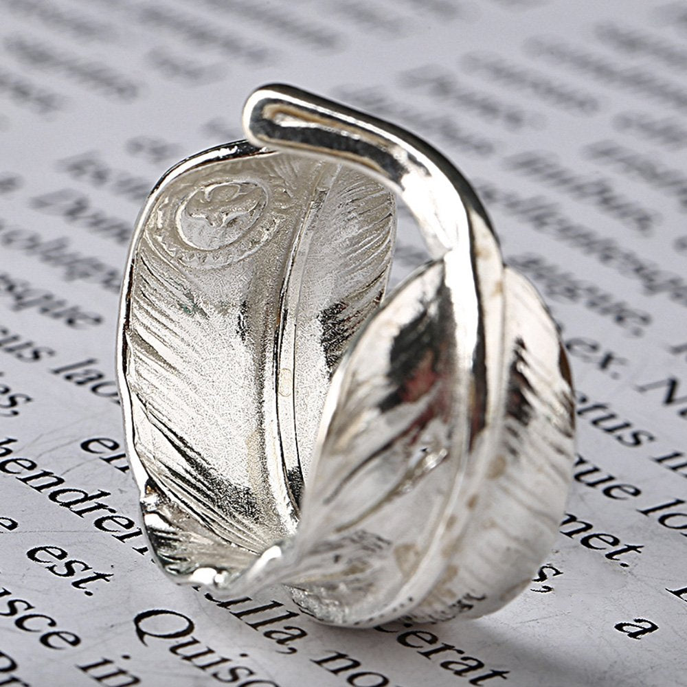 Men's Sterling Silver Feather Wrap Ring