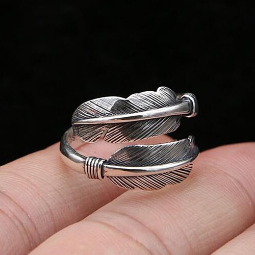 Men's Sterling Silver Feather Wrap Ring