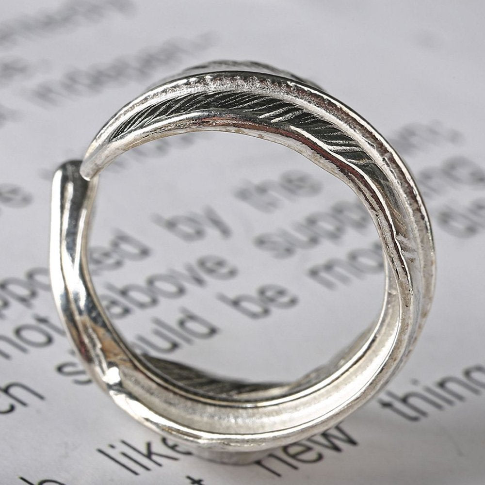 Men's Sterling Silver Feather Wrap Ring