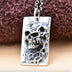 Men's Sterling Silver Flame Skull Tag Necklace