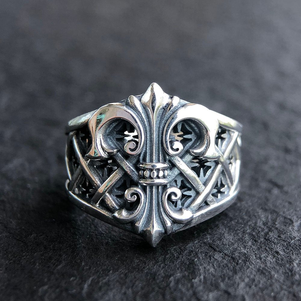 Men's Sterling Silver Fleur De Lis Ring - Jewelry1000.com
