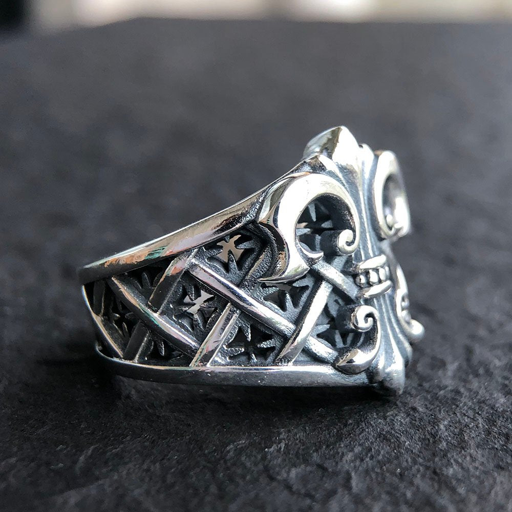 Men's Sterling Silver Fleur De Lis Ring