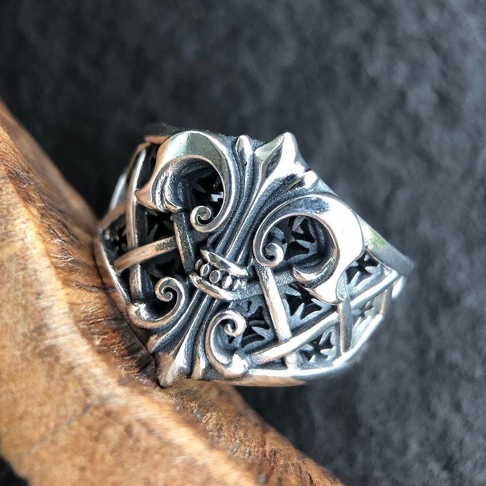 Men's Sterling Silver Fleur De Lis Ring