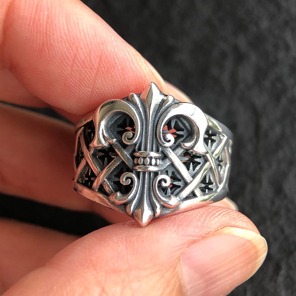 Men's Sterling Silver Fleur De Lis Ring