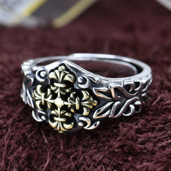 Men's Sterling Silver Fleur de Lis Cross Ring