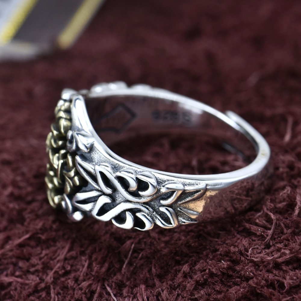 Men's Sterling Silver Fleur de Lis Cross Ring