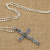 Men's Sterling Silver Flower Cross Necklace
