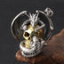 Men's Sterling Silver Flying Dragon Skull Pendant Necklace
