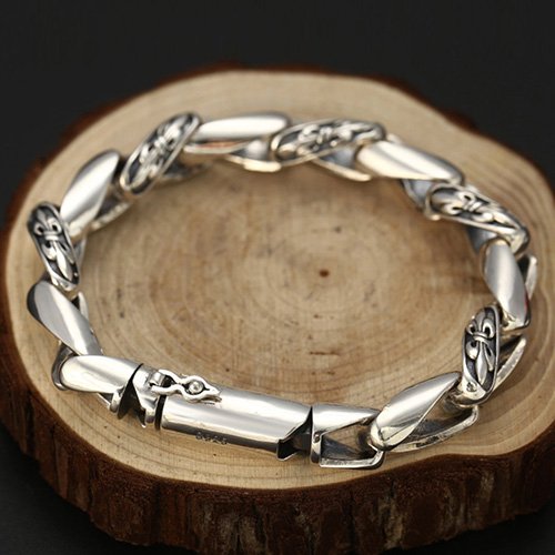 Men's Sterling Silver France Fleur Link Bracelet