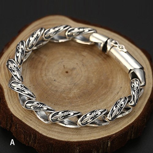 Men's Sterling Silver France Fleur Link Bracelet