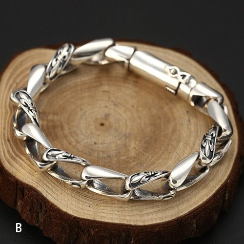 Men's Sterling Silver France Fleur Link Bracelet