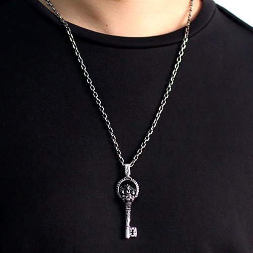 Men's Sterling Silver Ganesha Key Necklace