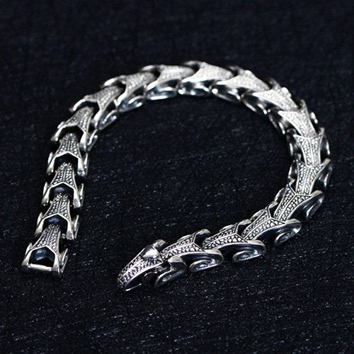 Men's Sterling Silver Dragon Grain Bracelet