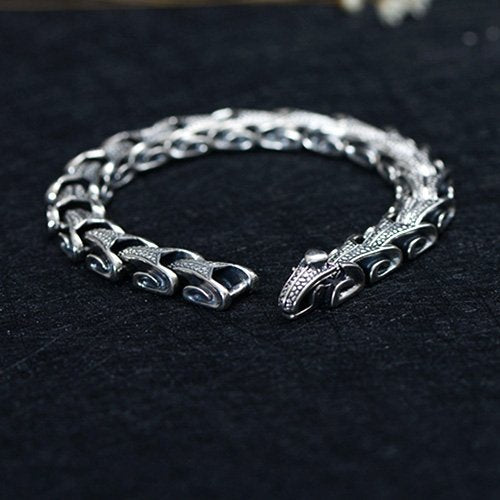 Men's Sterling Silver Dragon Grain Bracelet