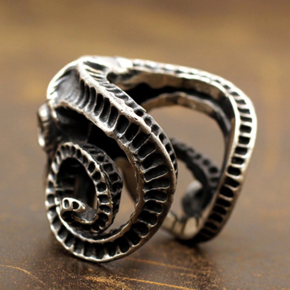 Men's Sterling Silver Goat Skull Ring