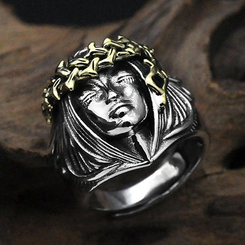 Men's Sterling Silver Goddess of Fortune Ring