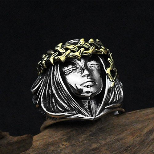 Men's Sterling Silver Goddess of Fortune Ring