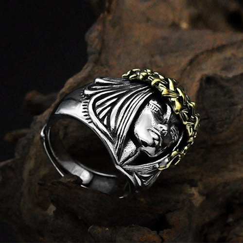 Men's Sterling Silver Goddess of Fortune Ring