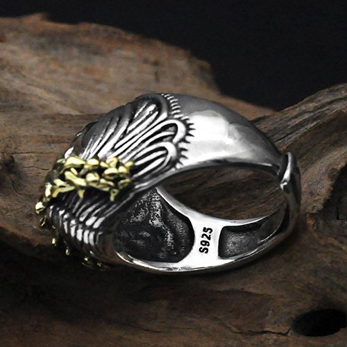 Men's Sterling Silver Goddess of Fortune Ring