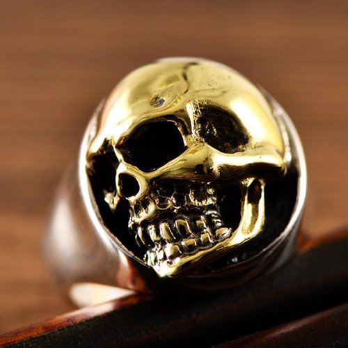 Men's Sterling Silver Golden Skull Ring