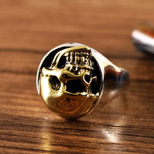 Men's Sterling Silver Golden Skull Ring