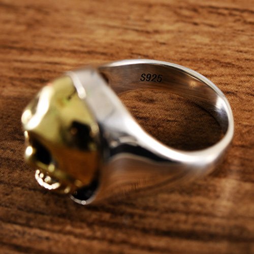 Men's Sterling Silver Golden Skull Ring